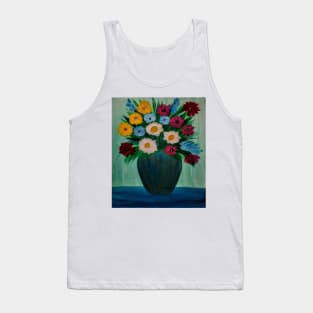 some abstract mixed flowers in a metallic vase Tank Top